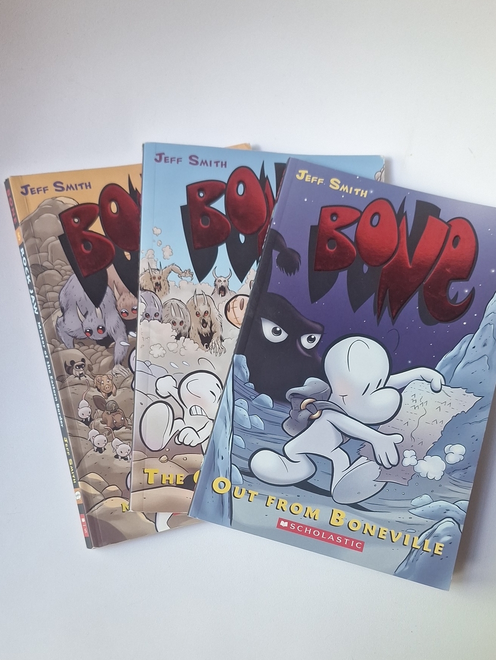 Scholastic Bone Graphic Novels - Purple, Blue, Tan Covers